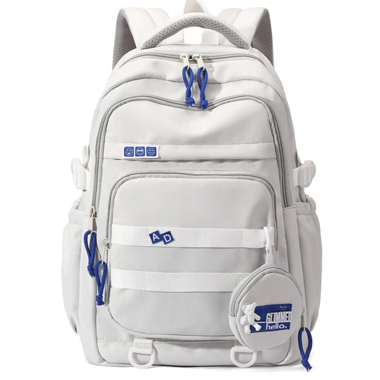 Armbq Kids Backpack for Girls Aesthetic School Backpack for Teen Girls Elementary Middle School Bookbag Grey Girls Back Pack